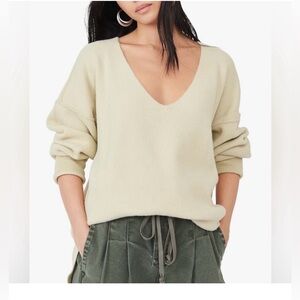 Free People "Weather" V-Neck Fuzzy Sweater NWT